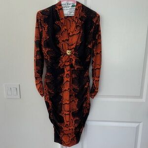 Roberto Cavalli Snake Print Midi Dress